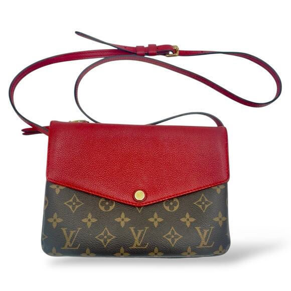 Monogram Twice Crossbody Bag With Red Leather - Picture 2 of 16